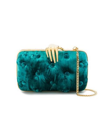 $859 Benedetta Bruzziches Blue Carmen Clutch Bag With Hand Embellishment - Buy Online - Fast Delivery, Price, Photo