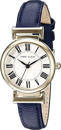 Amazon.com: Anne Klein Women's AK/2246CRNV Gold-Tone and Navy Blue Leather Strap Watch : Clothing, Shoes & Jewelry