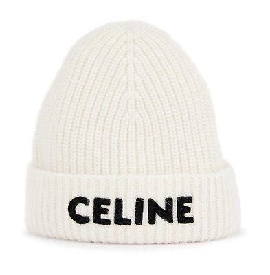 white celine beanie logo