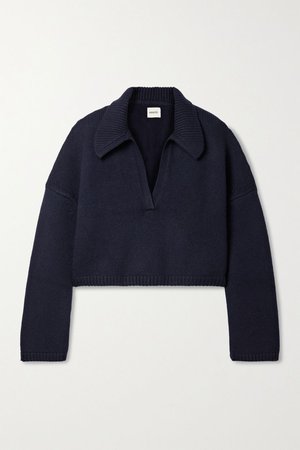 Navy Shelly oversized cashmere sweater | Khaite | NET-A-PORTER