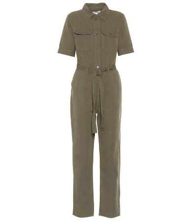 Belted cotton and linen jumpsuit