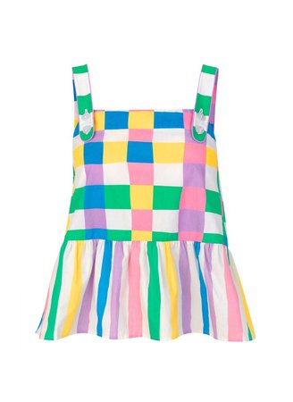 gingham colorful rainbow pink yellow green blue crop top shirt