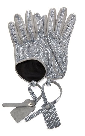 Off-White c/o Virgil Abloh Crystal Zip Tie Gloves Size: 8.5