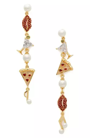 kate spade new york crystal charm linear drop earrings | Nordstrom