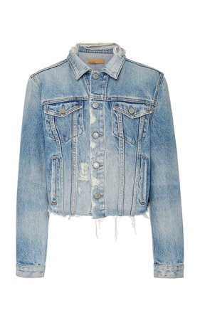 Cara Cropped Frayed Denim Jacket by GRLFRND Denim | Moda Operandi