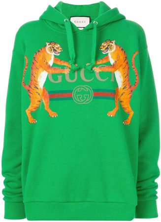 tiger print logo hoodie