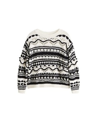 MANGO Bicolor jacquard sweater