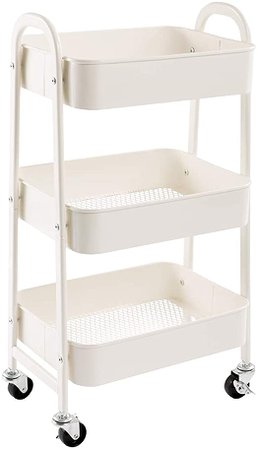 Amazon.com : AGTEK Makeup Cart, Movable Rolling Organizer Cart, White 3 Tier Metal Utility Cart : Office Products