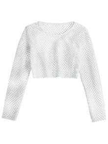 white fishnet long sleeve crop top 1