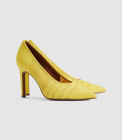 Zena Yellow Mesh Court Shoes – REISS