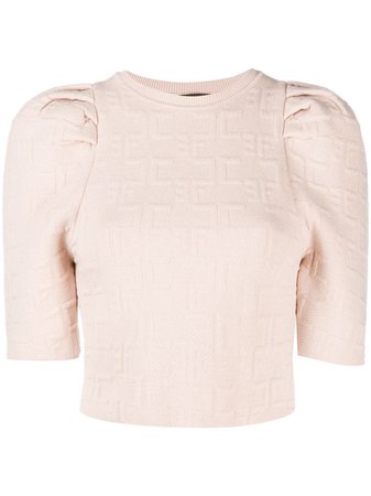Elisabetta Franchi jacquard-logo knitted top