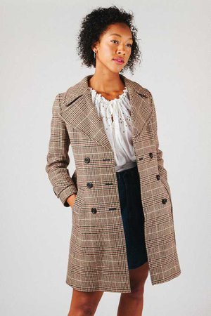 Swedish Plaid Belted Trench Coat XS