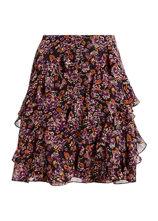 Lauren Floral Ruffle-Trim Georgette Skirt