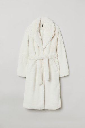 Faux Fur Coat - White