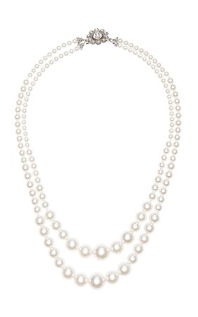 Crystal-Detailed Pearl Double-Strand Necklace By Alessandra Rich | Moda Operandi