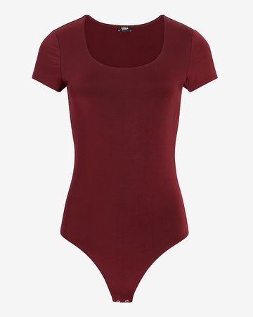 Body Contour Double Layer Scoop Neck Thong Bodysuit | Express
