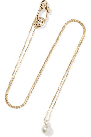 Sophie Bille Brahe | Petite Perle Simple 14-karat gold, diamond and pearl necklace | NET-A-PORTER.COM