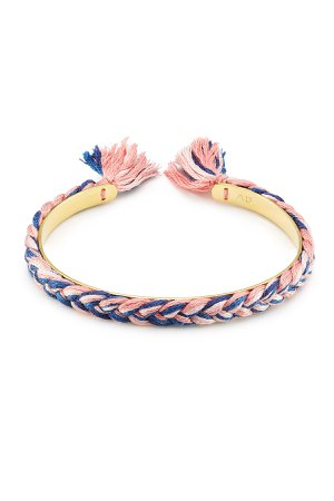 18K Gold Plated Bangle with Cotton Braid Gr. One Size