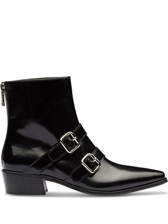 Black Prada Buckled Ankle Boots | Farfetch.com