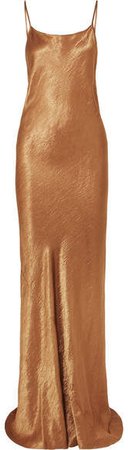 Hammered-satin Maxi Dress - Bronze