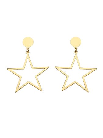 Open Star Design Drop Earrings