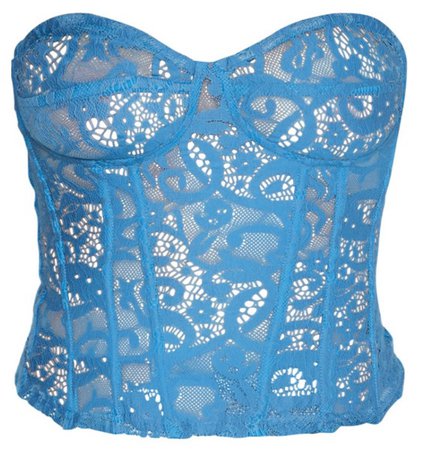 Petro blue sheer lace structured corset top