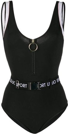 Belted Mesh Inlay Swimsuit