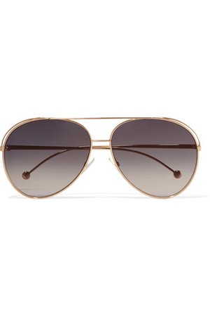 Fendi | Aviator-style gold-tone sunglasses | NET-A-PORTER.COM