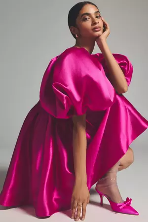 Aureta Studio Puff-Sleeve Mini Dress | Anthropologie