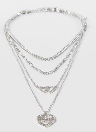 bershka set of heart necklaces
