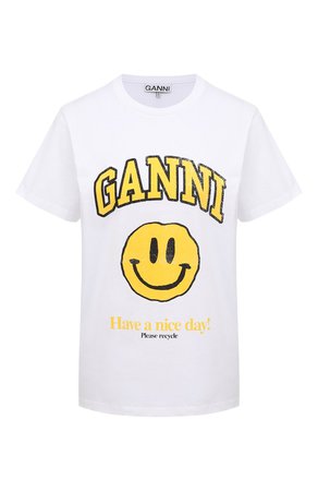 Женская белая хлопковая футболка GANNI — купить за 8785 руб. в интернет-магазине ЦУМ, арт. T2731