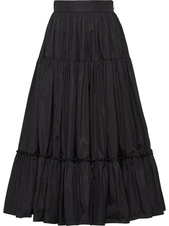 Shop black Prada full tiered midi skirt with Express Delivery - Farfetch