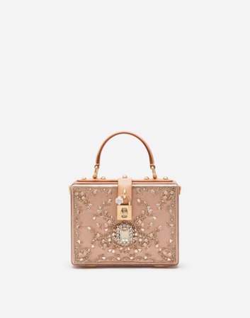 Dolce & Gabbana Satin Dolce Box Bag with Bejeweled Embroidery