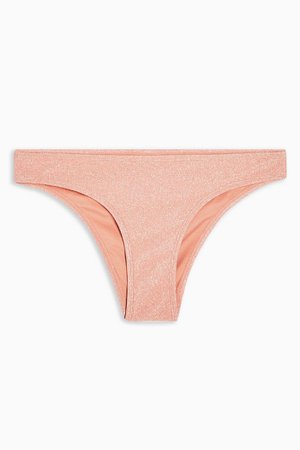 Peach Glitter High Waist Tanga Bikini Bottoms | Topshop