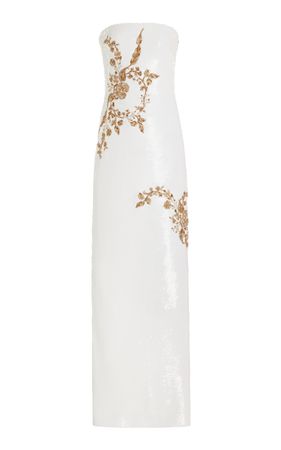 Strapless Embroidered Sequin Gown By Monique Lhuillier | Moda Operandi