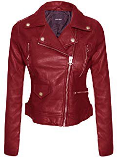 chouyatou Women's Casual Collarless Cropped Pu Leather Biker Jacket at Amazon Women's Coats Shop