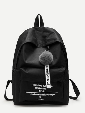 Pom Pom Decor Backpack