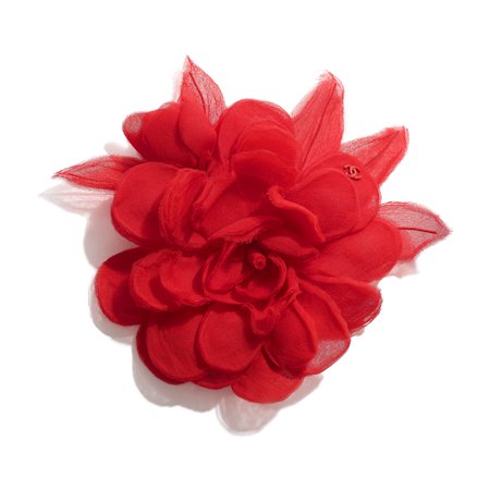 Chanel camellia silk muslin red