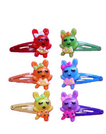 rainbow rabbit bunny hair clips