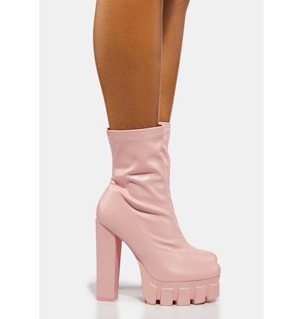 Chunky Sole Ankle Boots - Pink | Dolls Kill
