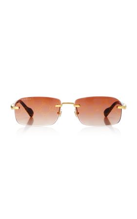Rectangular-Frame Metal Sunglasses By Gucci | Moda Operandi