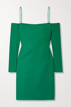 Green Maida cold-shoulder wool mini dress | Emilia Wickstead | NET-A-PORTER