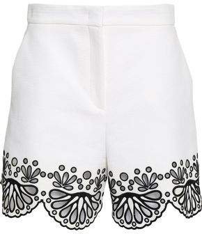 Broderie Anglaise-trimmed Cotton-pique Shorts