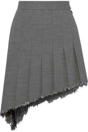 Asymmetric Pleated Wool-blend Mini Skirt