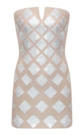Gia Strapless Rhinestone Embellished Jersey Mini Dress By Nué | Moda Operandi
