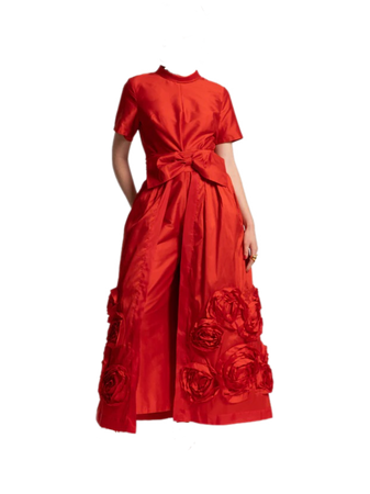 red Audrey flower jumpsuit Frances Valentine