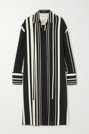 Duras Striped Silk-crepe Midi Shirt Dress - Black