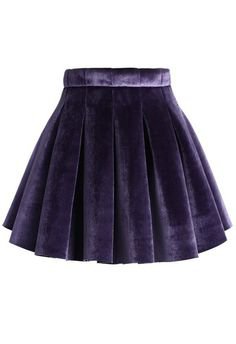 purple velvet pleated skirt