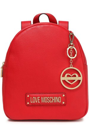 Red Logo-embellished textured-leather backpack | Sale up to 70% off | THE OUTNET | LOVE MOSCHINO | THE OUTNET