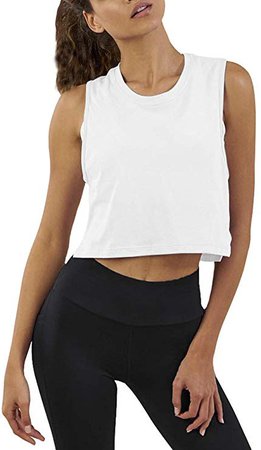 Mippo Women's Mesh Crop Top Sleeveless Racerback Workout Gym Shirt Loose Athletic Tank at Amazon Women’s Clothing store